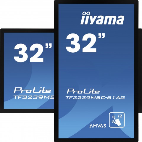 32" iiyama TF3239MSC-B1AG: AMVA, FullHD, capacitive, 12P, 500cd m2, VGA, HDMI, DP, 24 7, IP54, černý