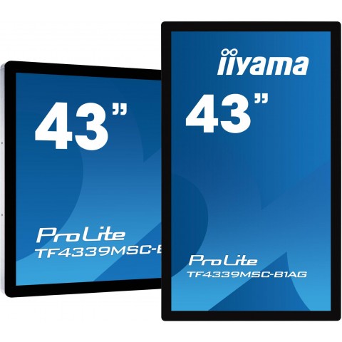 43" iiyama TF4339MSC-B1AG: AMVA, FullHD, capacitive, 12P, 400cd m2, VGA, HDMI, DP, 24 7, IP54, černý