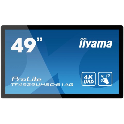 49" iiyama TF4939UHSC-B1AG: IPS, 4K, capacitive, 15P, 500cd m2, VGA, HDMI, DP, 24 7, IP54, černý