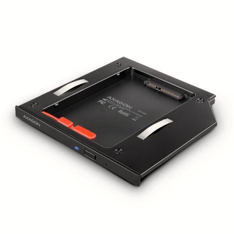 AXAGON RSS-CD09 rámeček pro 2.5" SSD HDD do DVD slotu, 9.5 mm, LED, hliník