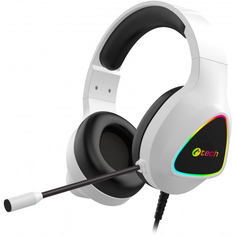 Herní sluchátka C-TECH Midas (GHS-17W), casual gaming, RGB podsvícení, bílá