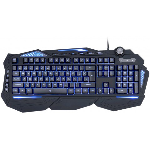 Herní klávesnice C-TECH Scorpia V2 (GKB-119), pro gaming, CZ SK, 7 barev podsvícení, programovatelná