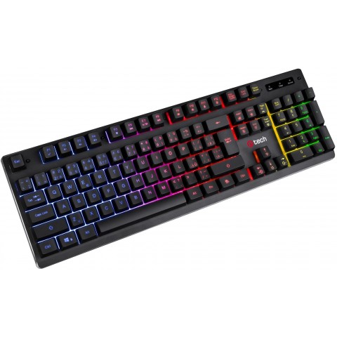 Polomechanická herní klávesnice C-TECH Iris (GKB-08), casual gaming, CZ SK, duhové podsvícení, USB