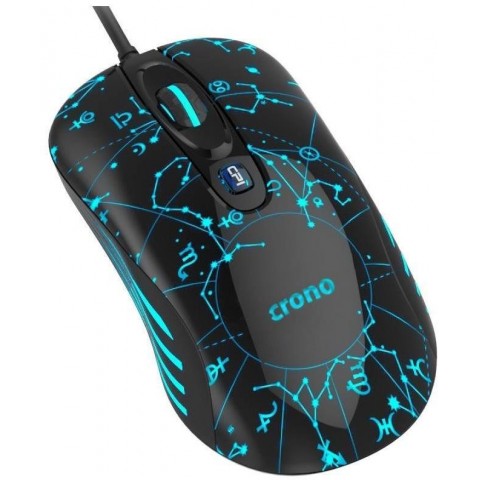Crono OP-636B - herní laserová myš, 800 1600 3200 DPI, LED podsvícení, USB, modrá