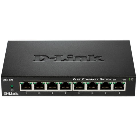 D-Link DES-108 kovový 8-port 10 100 Desktop Switch