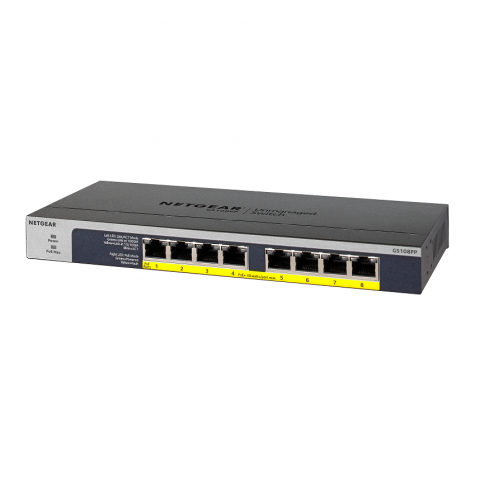 NETGEAR 8-port 10 100 1000Mbps Gigabit Ethernet, Flexible PoE, GS108PP