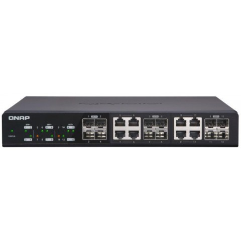 QNAP 10G switch QSW-1208-8C: 12x 10G port SFP+ (4x SFP+ a 8x kombinované SFP+   RJ-45)