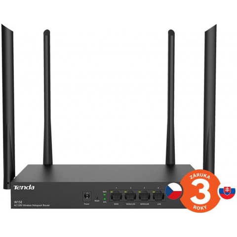 Tenda W15E WiFi Hotspot AC1200 Router, 1xWAN, 2xWAN LAN, 1xLAN, VPN,IPv6,Captive portal,MultiWAN,Kov
