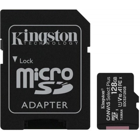 Kingston Canvas Select Plus A1 micro SDXC 128GB 100MBps UHS-I U1   Class 10 + Adaptér