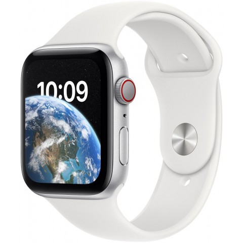 Apple Watch SE Cell 44mm Silver Sport Band White