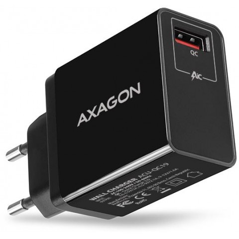 AXAGON ACU-QC19, QC nabíječka do sítě 19W, 1x USB-A port, QC3.0 AFC FCP SMART, černá