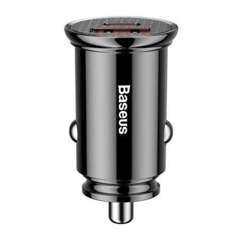 Baseus CCALL-YS01 Circular Nabíječka do Auta USB+USB-C 30W Black