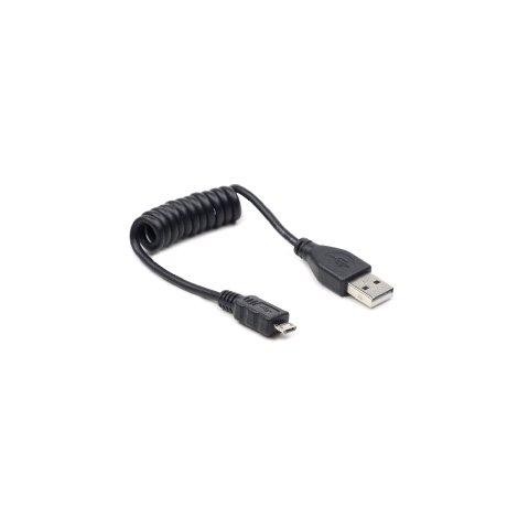 Kabel USB A Male Micro B Male, 0.6m,kroucený,černý