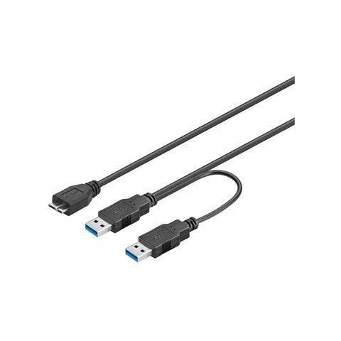 PremiumCord USB 3.0 napájecí Y kabel A Male + A Male -- Micro B Mmale, 30cm
