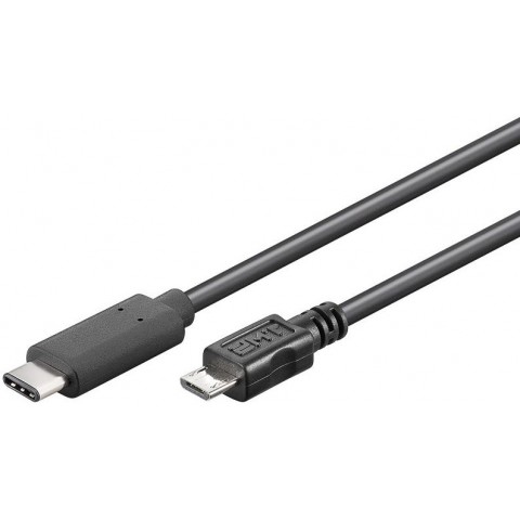 PremiumCord USB-C male - USB 2.0 Micro-B Male, černý, 0,6m