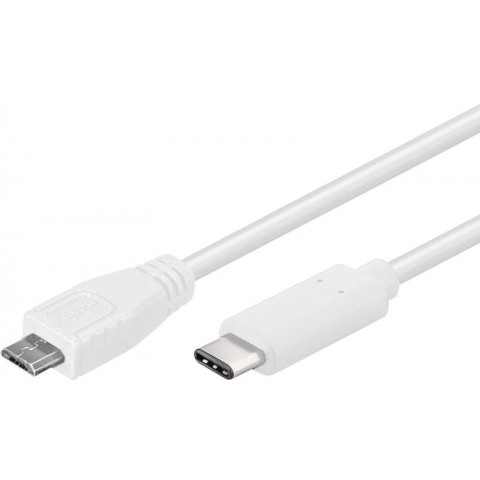 PremiumCord USB-C male - USB 2.0 Micro-B Male, bílý, 0,6m