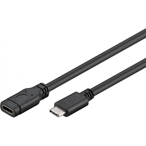 PremiumCord Převodník Prodlužovací kabel USB-C M F, černý, 1m