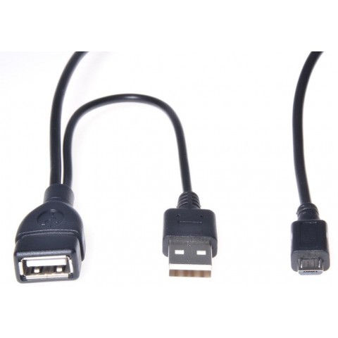 PremiumCord USB redukce kabel USB A female+USB A male - Micro USB male OTG
