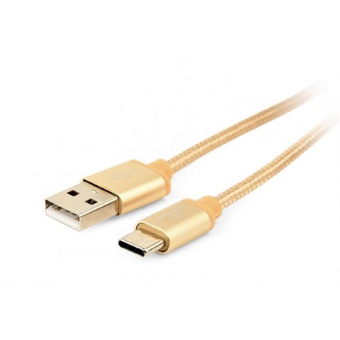 GEMBIRD Opletaný USB-C - USB 2.0,  M M, 1,8 m, zlatý