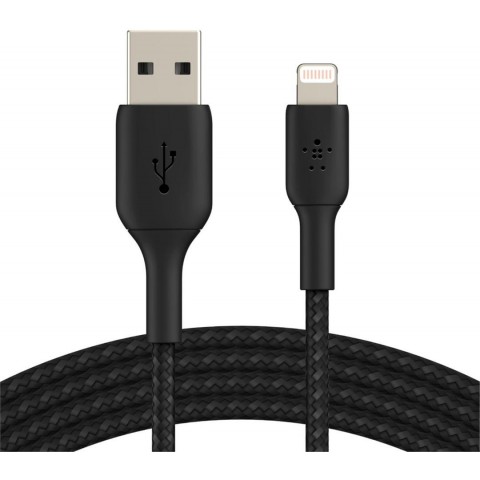 BELKIN kabel oplétaný USB-A - Lightning, 2m, černý