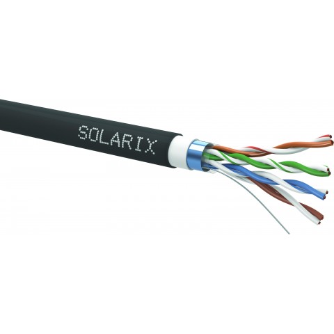 Instalační kabel Solarix CAT5E FTP PVC+PE dvojitý plášť 305m cívka