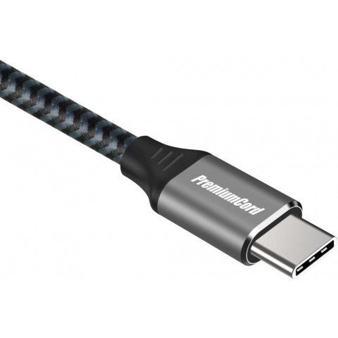 PremiumCord Kabel USB-C M M, 100W 20V 5A 480Mbps bavlněný oplet, 0,5m