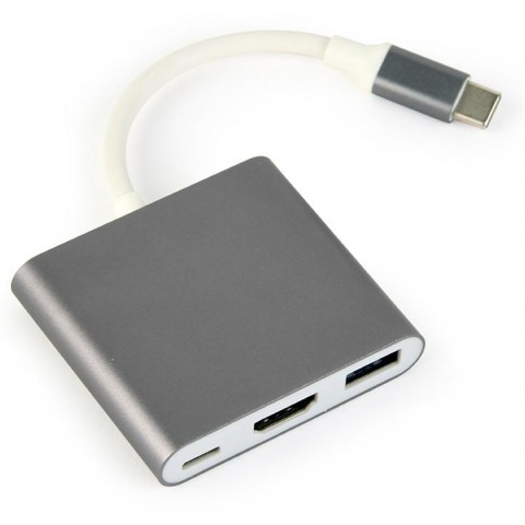 GEMBIRD Multi-adapter USB typu C, šedý