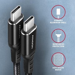AXAGON BUCM-CM10AB, HQ kabel USB-C - USB-C, 1m, USB 2.0, PD 60W 3A, ALU, oplet, černý