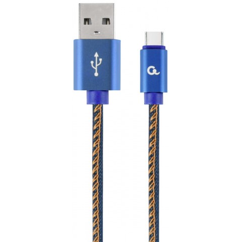 Gembird oplétaný denim USB-A USB-C kabel 2m