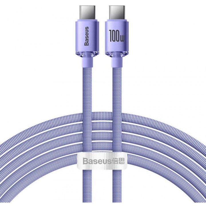 Baseus CAJY000705 Crystal Shine Series Datový Kabel USB-C - USB-C 100W 2m Purple