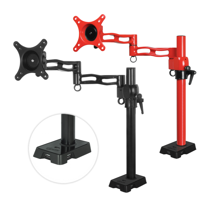 ARCTIC Z1 red - single monitor arm with USB Hub in