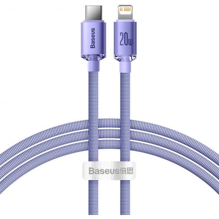 Baseus CAJY000205 Crystal Shine Series Datový Kabel USB-C - Lightning 20W 1,2m Purple