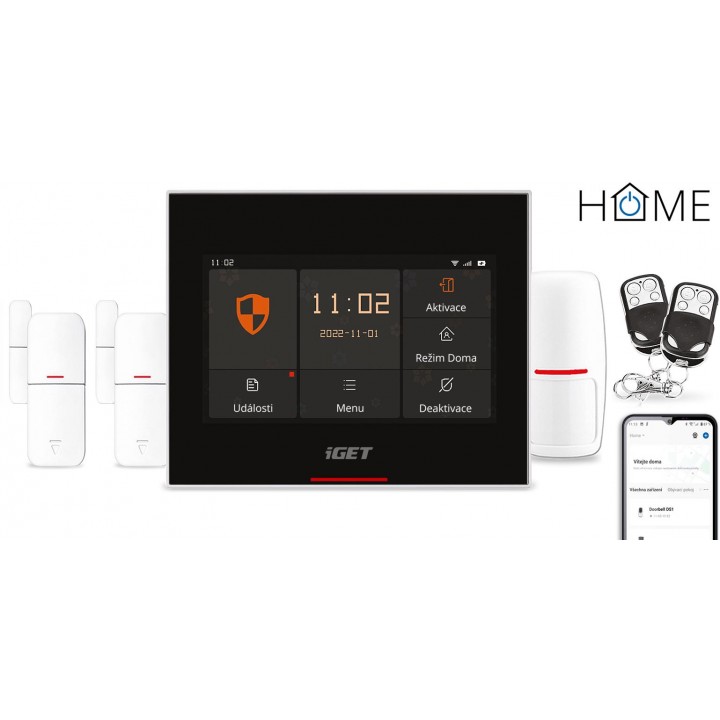 iGET HOME X5 - Inteligentní Wi-Fi GSM alarm, v aplikaci i ovládání IP kamer a zásuvek, Android, iOS