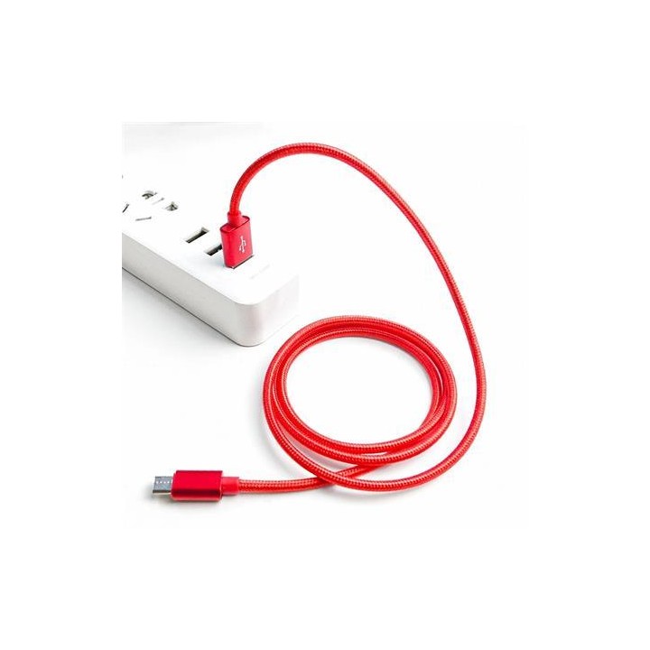 Crono kabel USB 2.0 - microUSB 1m, červený, premium