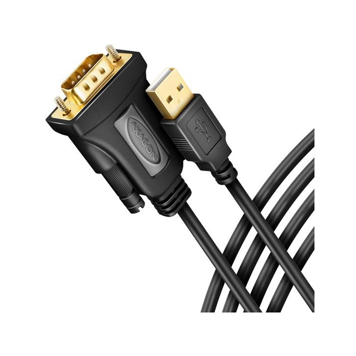 AXAGON ADS-1PQN, USB-A 2.0 - sériový RS-232 DB9-M FTDI adaptér   kabel 1.5m