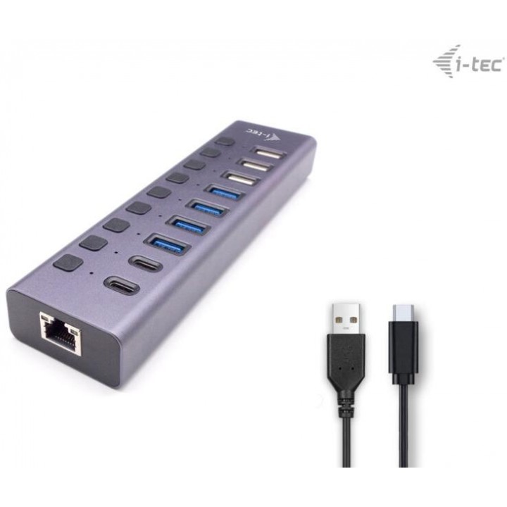 i-tec USB 3.0 USB-C Charging HUB 9port LAN + Power Adapter 60W