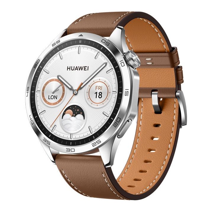 Huawei Watch GT 4 46mm Silver Elegant Band Brown