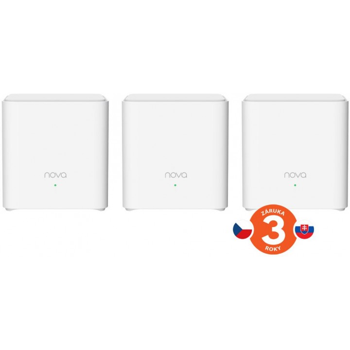 Tenda Nova EX3 (3-pack) WiFi6 AX1500 Mesh Gigabit system, 6xGLAN GWAN, WPA3, VPN, SMART CZ aplikace