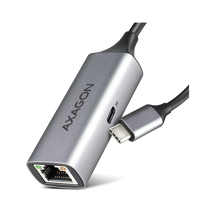 AXAGON ADE-TXPD, USB-C 3.2 Gen 1 - Gigabit Ethernet síťová karta, Asix AX88179, PD 100W, auto instal